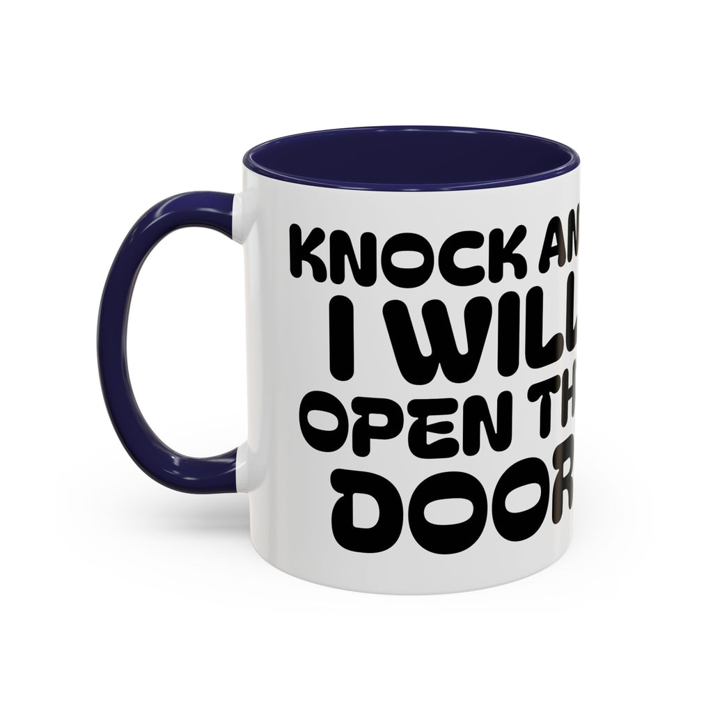 Knock And I WILL OPEN the DOOR — Illustrated Inspirational Accent Mug (11/15oz)