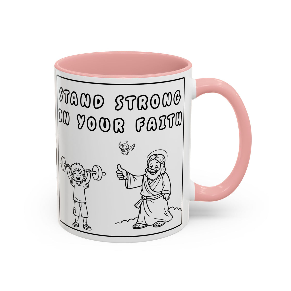 Stand Strong in Your Faith — Accent Coffee Mug — Inspirational Christian Scripture Gift (11/15 oz)