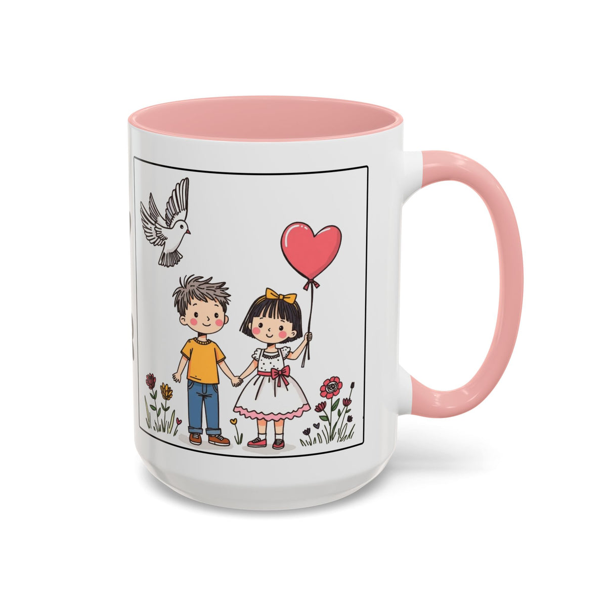 Be Happy Together — Accent Coffee Mug — Kids Balloons Doves Ceramic Gift (11/15oz)