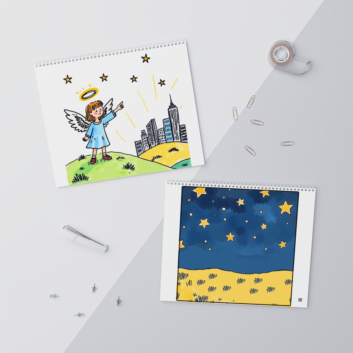 2027 Angelic Kids Illustration Wall Calendar – Monthly 12-Month Planner