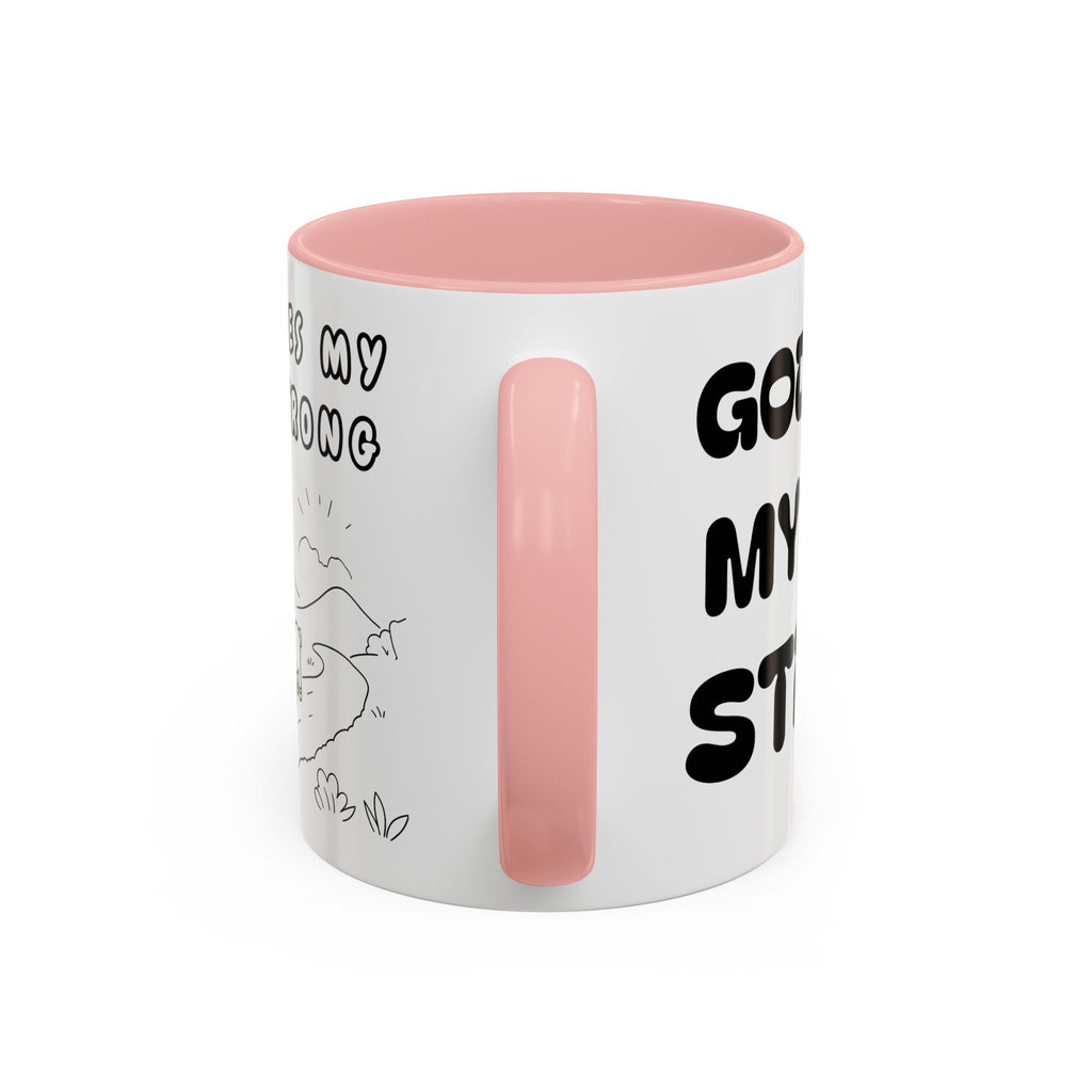 God Makes My Heart Strong  — Accent Coffee Mug — Inspirational Faith Christian Mug (11/15oz)