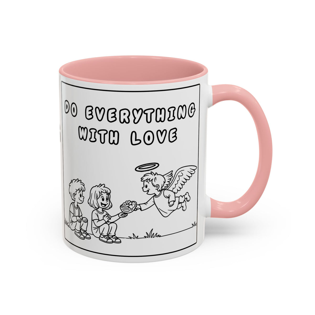 Do Everything With Love —  Accent Coffee Mug — Inspirational Kid-Friendly Ceramic Mug (11/15oz)