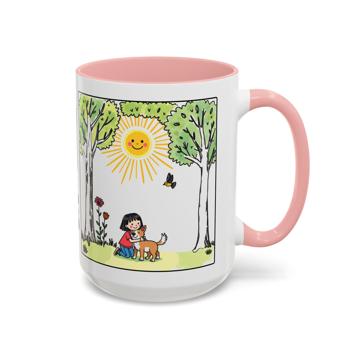 I AM Gentle — Accent Coffee Mug — Kid and Dog Illustration — Color-Accent Interior (11/15 oz)