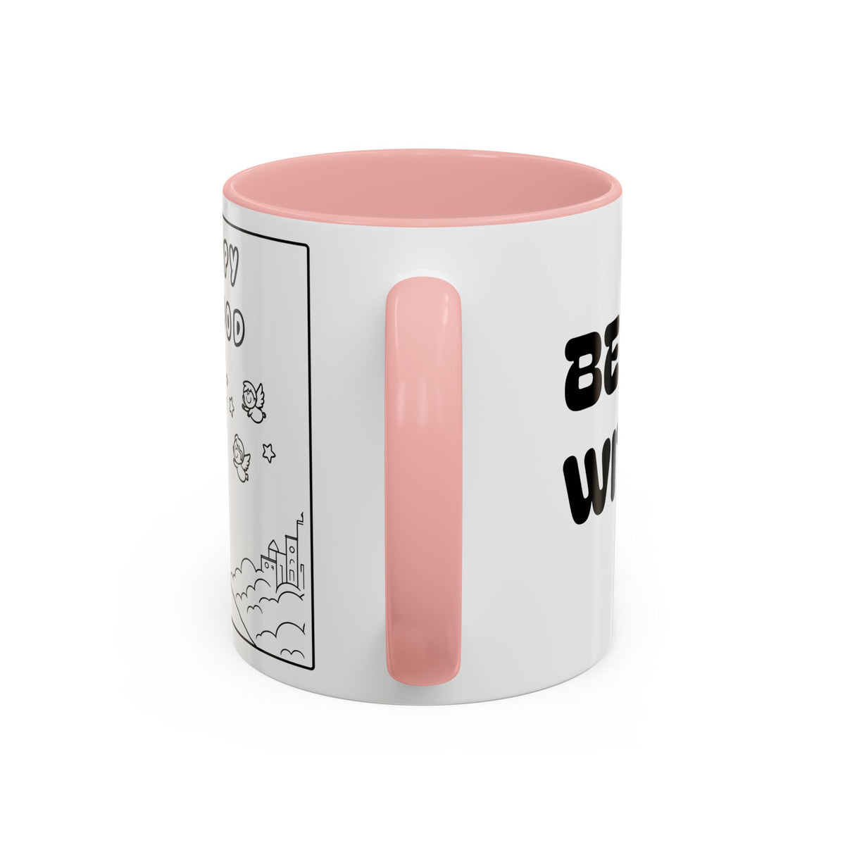 Be Happy With God — Accent Coffee Mug — Faith-Inspired Kids Illustration (11/15 oz)