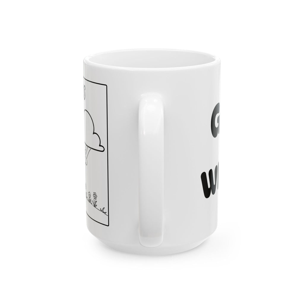 God Is With Me — Ceramic Mug — Cute Minimalist Cartoon — Coffee Cup