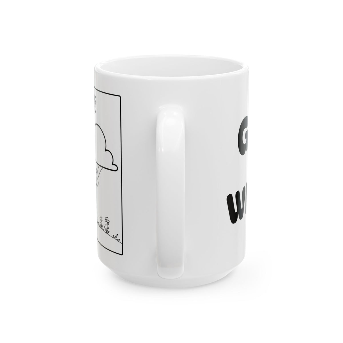 God Is With Me — Ceramic Mug — Cute Minimalist Cartoon — Coffee Cup
