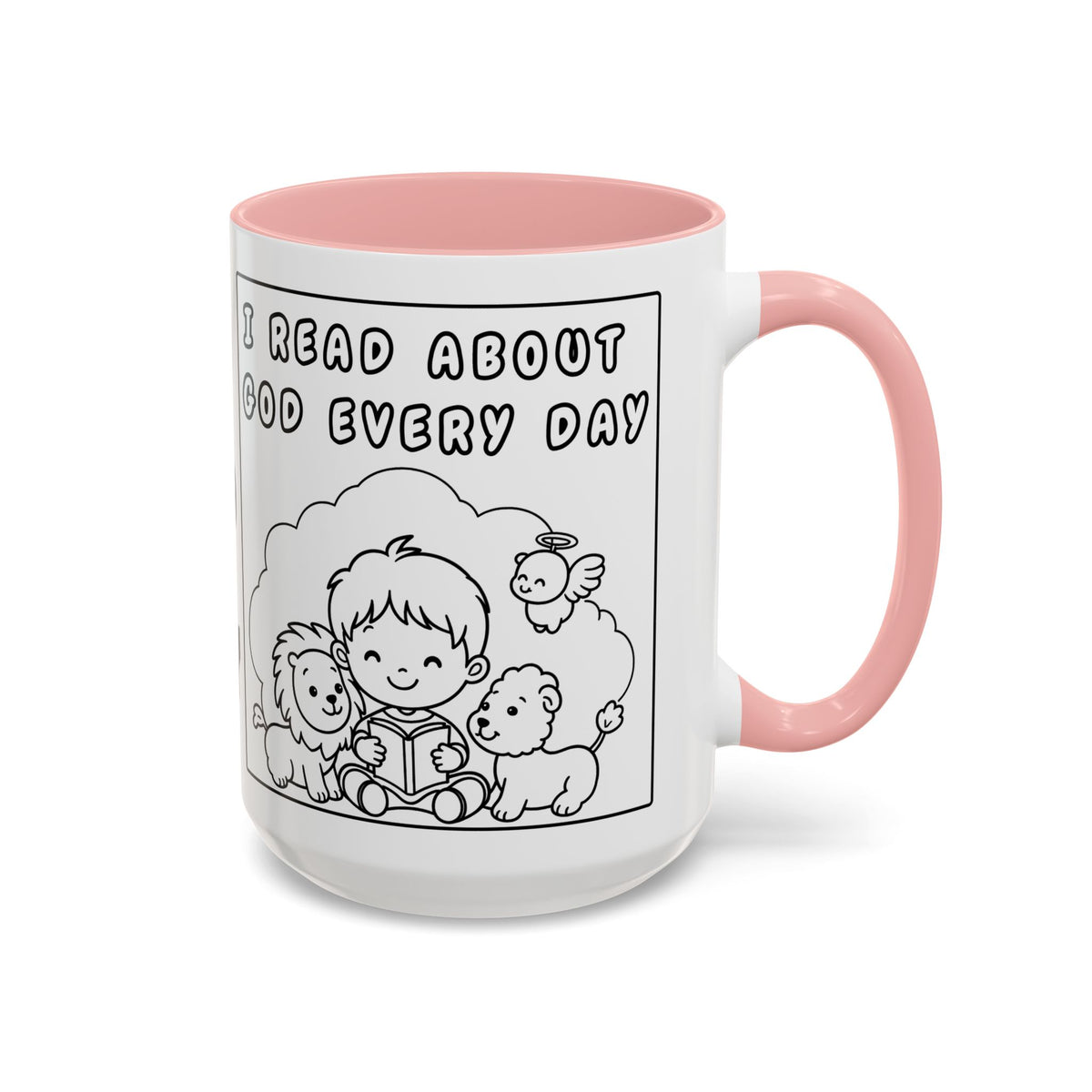 I Read About God Every Day — Kids Christian Accent Coffee Mug (11/15oz)