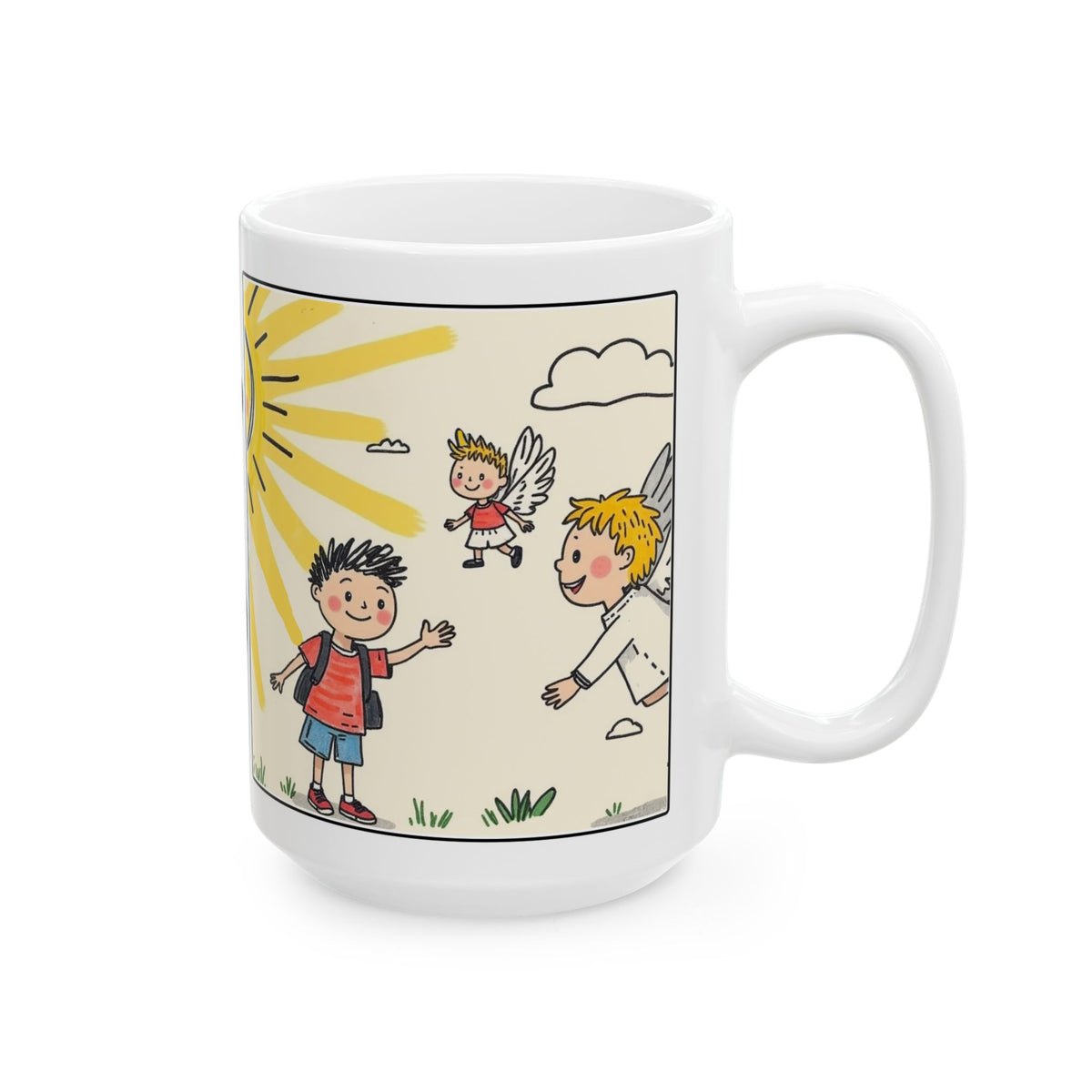 Be Happy With God Ceramic Mug — Cute Christian Faith Coffee Cup (11oz & 15oz)
