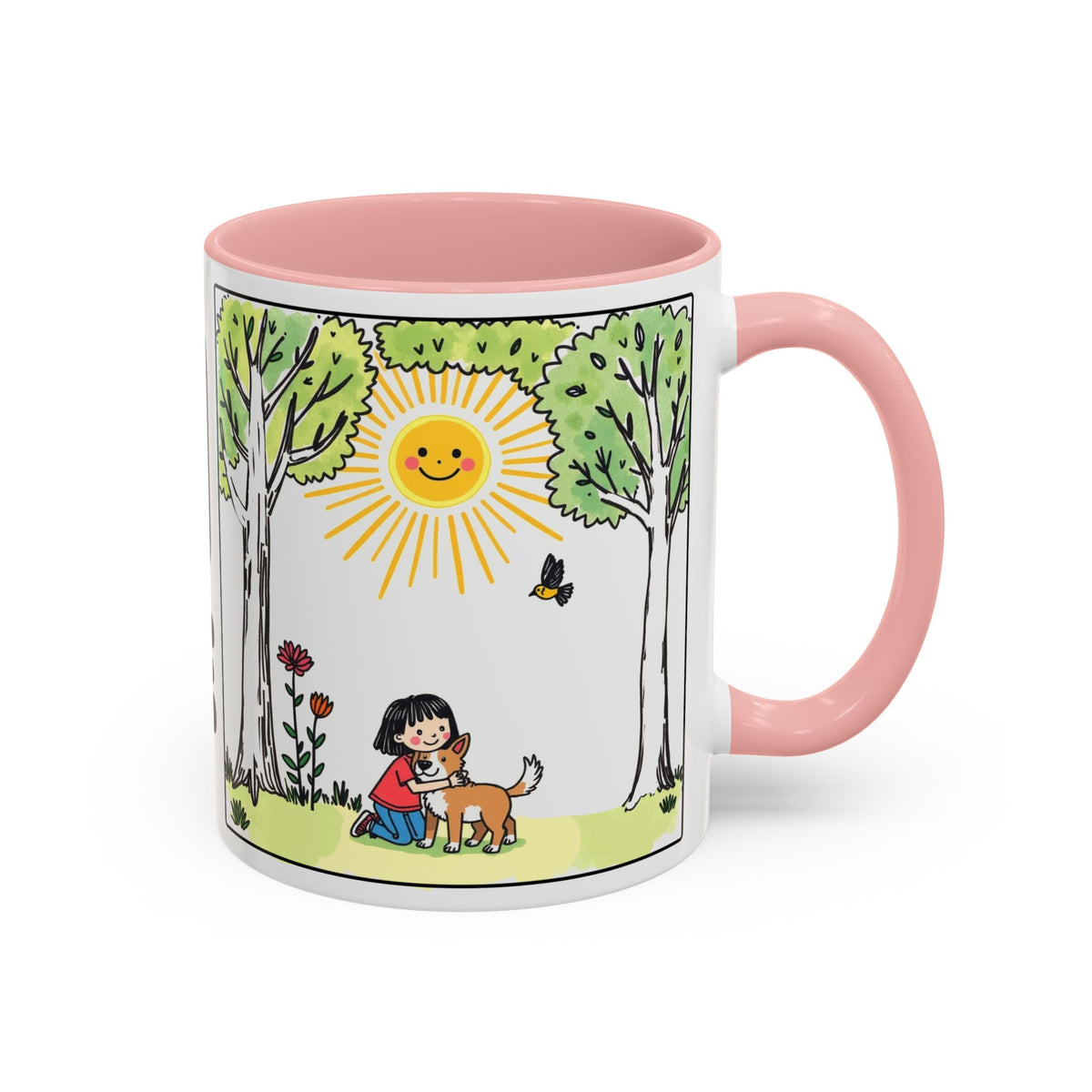 I AM Gentle — Accent Coffee Mug — Kid and Dog Illustration — Color-Accent Interior (11/15 oz)