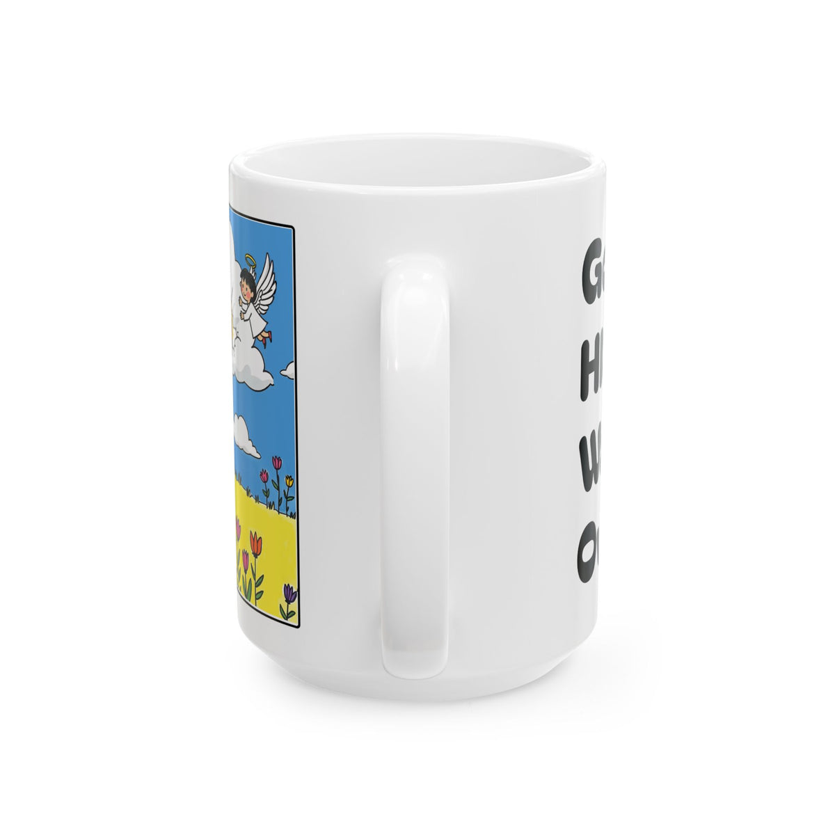 God And His Angels Watching Over Me — Ceramic Mug — Whimsical Guardian Angels Design (11oz, 15oz)