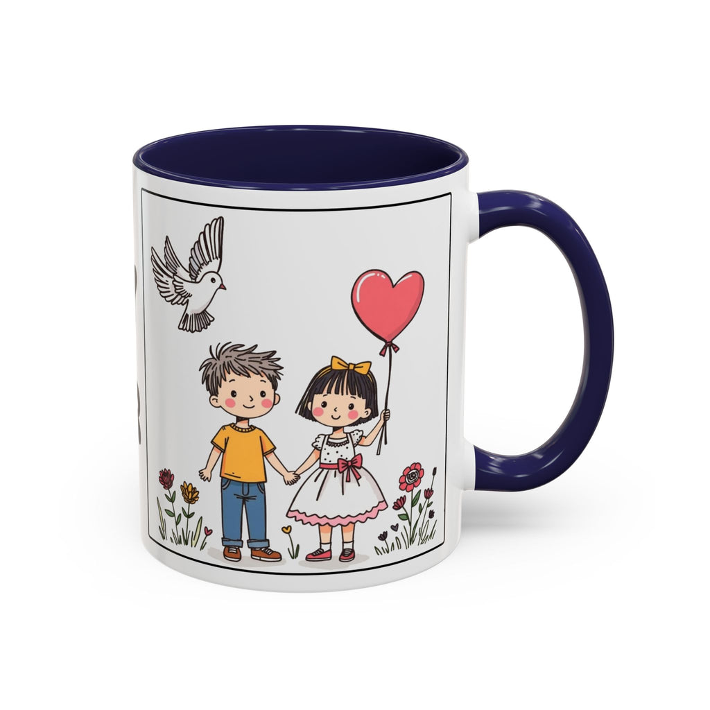 Be Happy Together — Accent Coffee Mug — Kids Balloons Doves Ceramic Gift (11/15oz)