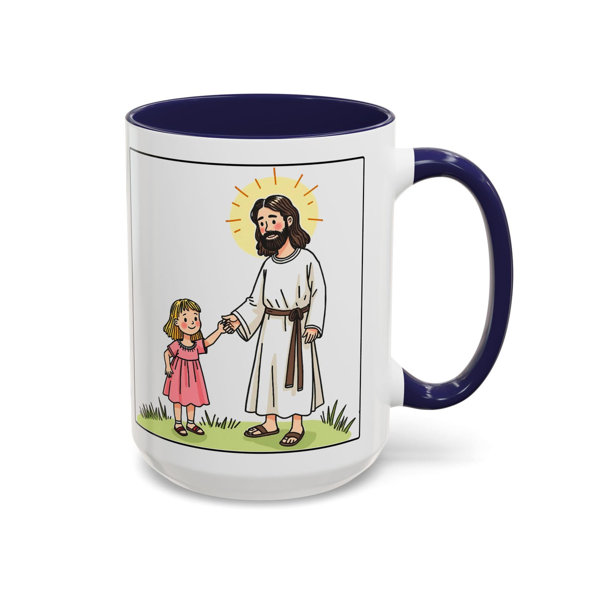 Jesus Is With Me All of the Time II — Accent Coffee Mug — Faith-Based Christian Inspirational Mug (11/15oz)