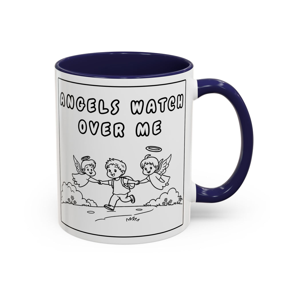 Angels Watch Over Me — Accent Coffee Mug — Inspirational Faith Based Morning Mug (11/15oz)