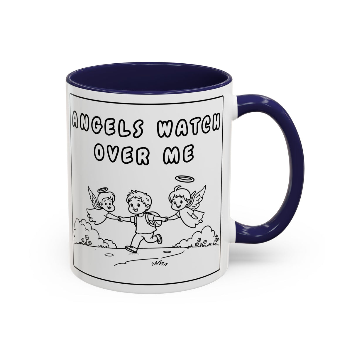 Angels Watch Over Me — Accent Coffee Mug — Inspirational Faith Based Morning Mug (11/15oz)
