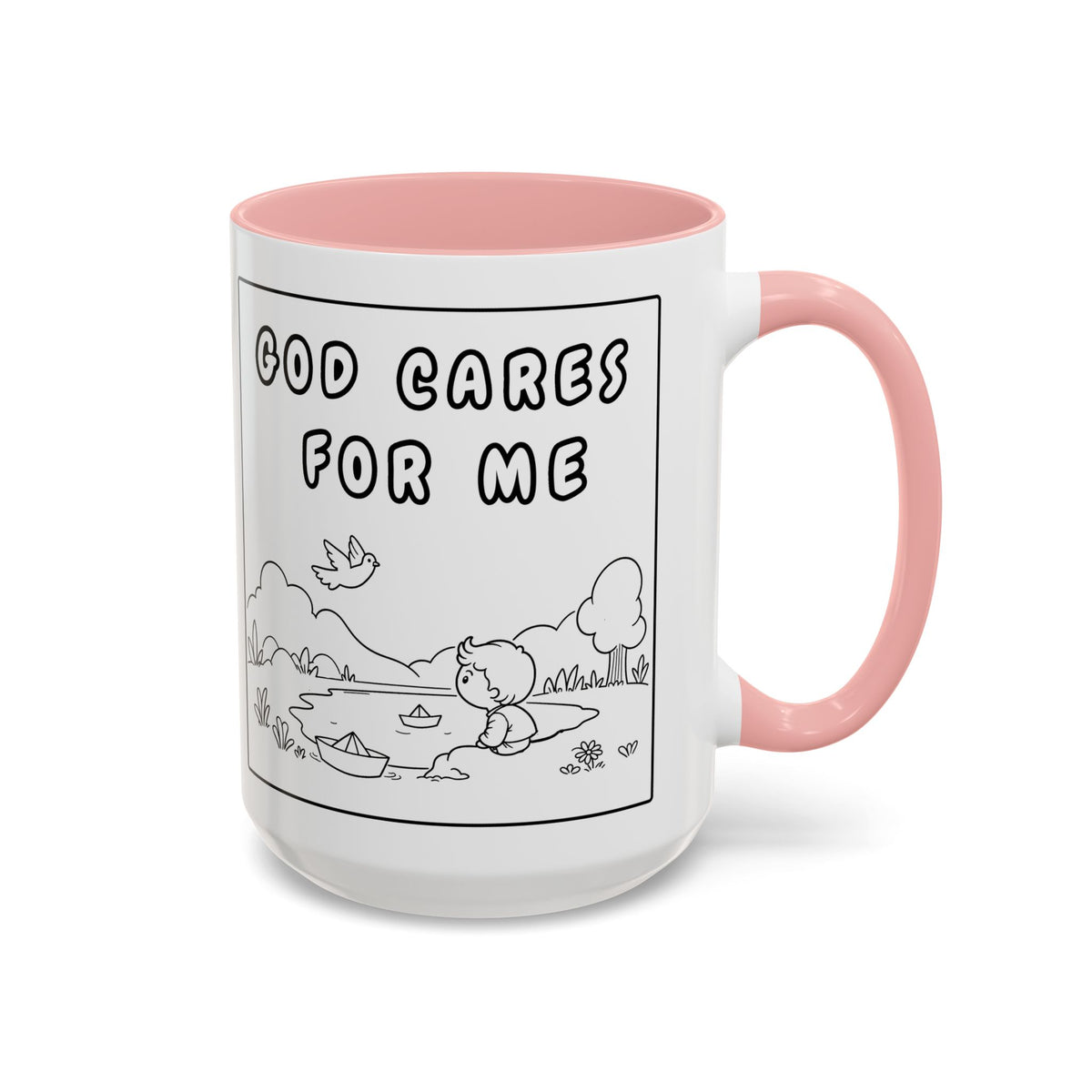 God Cares For Me — Accent Coffee Mug — Inspirational Faith Nursery Design (11/15 oz)