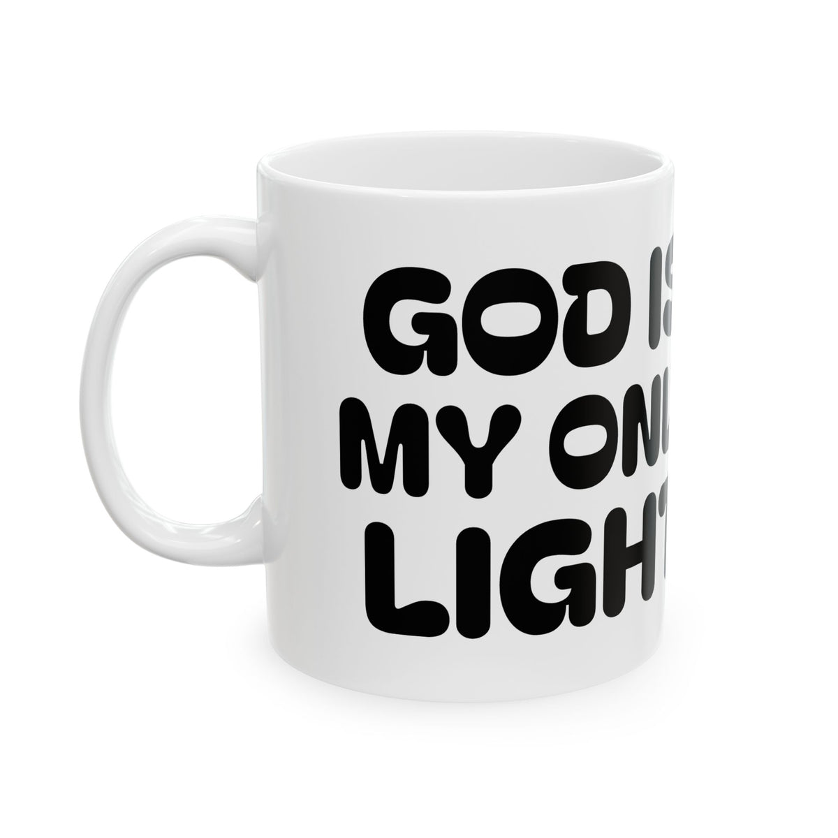 God Is My Only Light Ceramic Mug — Autumn Girl Illustration Coffee Cup (11oz/15oz)