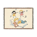 Children's Music-Themed Woven Blanket — Sleeping Child with Teddy Design