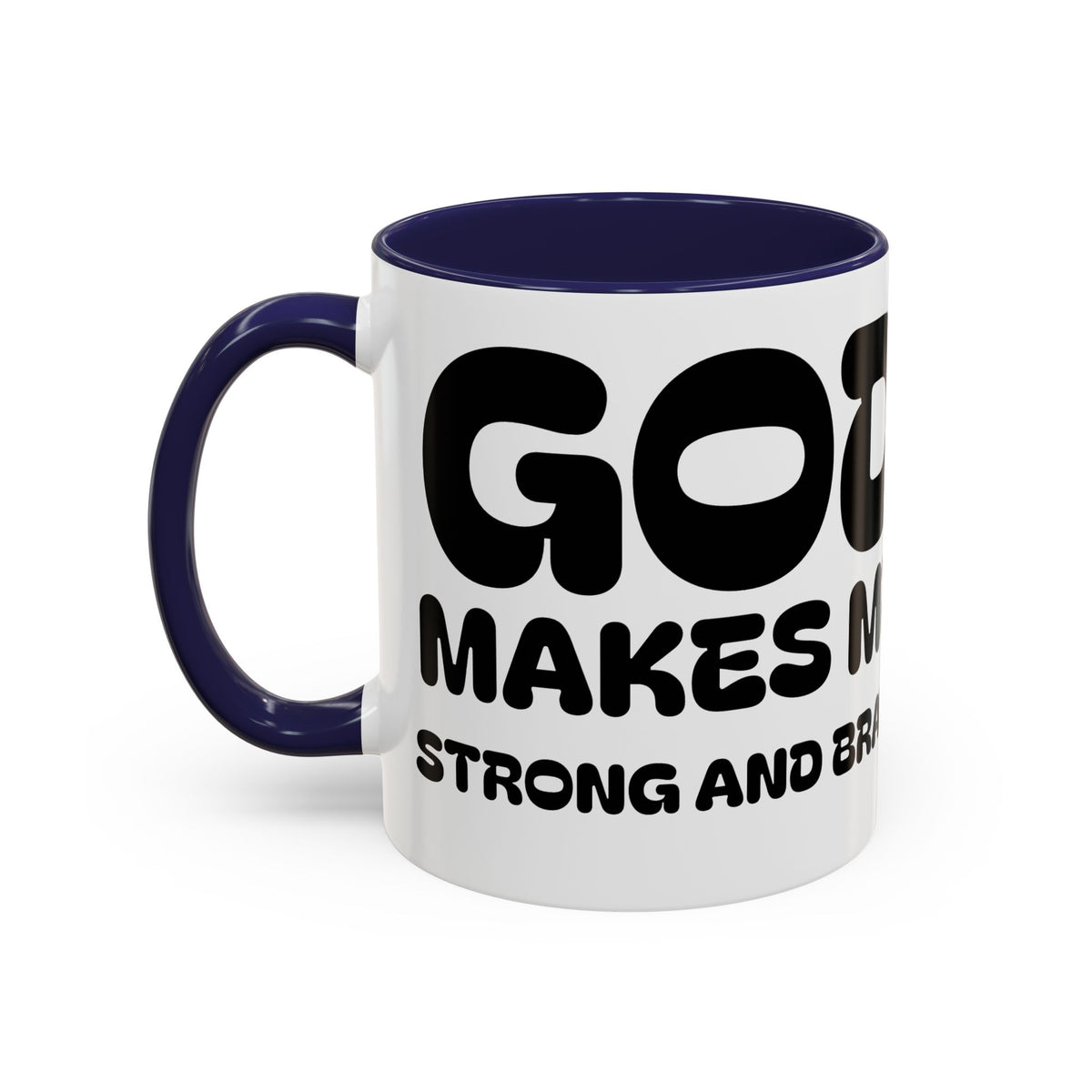 God Makes Me Strong And Brave II — Kids Superhero Coffee Mug —  Accent Mug (11/15oz)