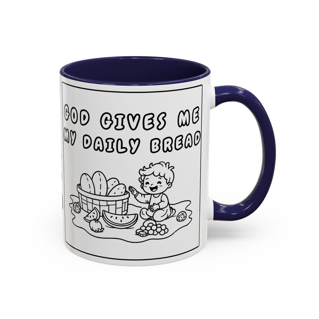 God Gives Me My Daily Bread — Daily Bread Accent Coffee Mug —  Inspirational Christian Mug