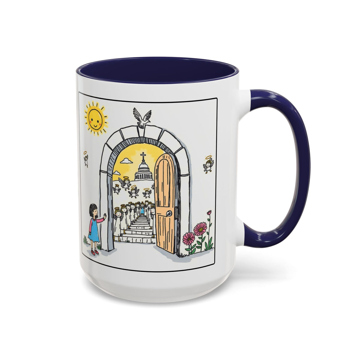 Knock And I WILL OPEN the DOOR — Illustrated Inspirational Accent Mug (11/15oz)