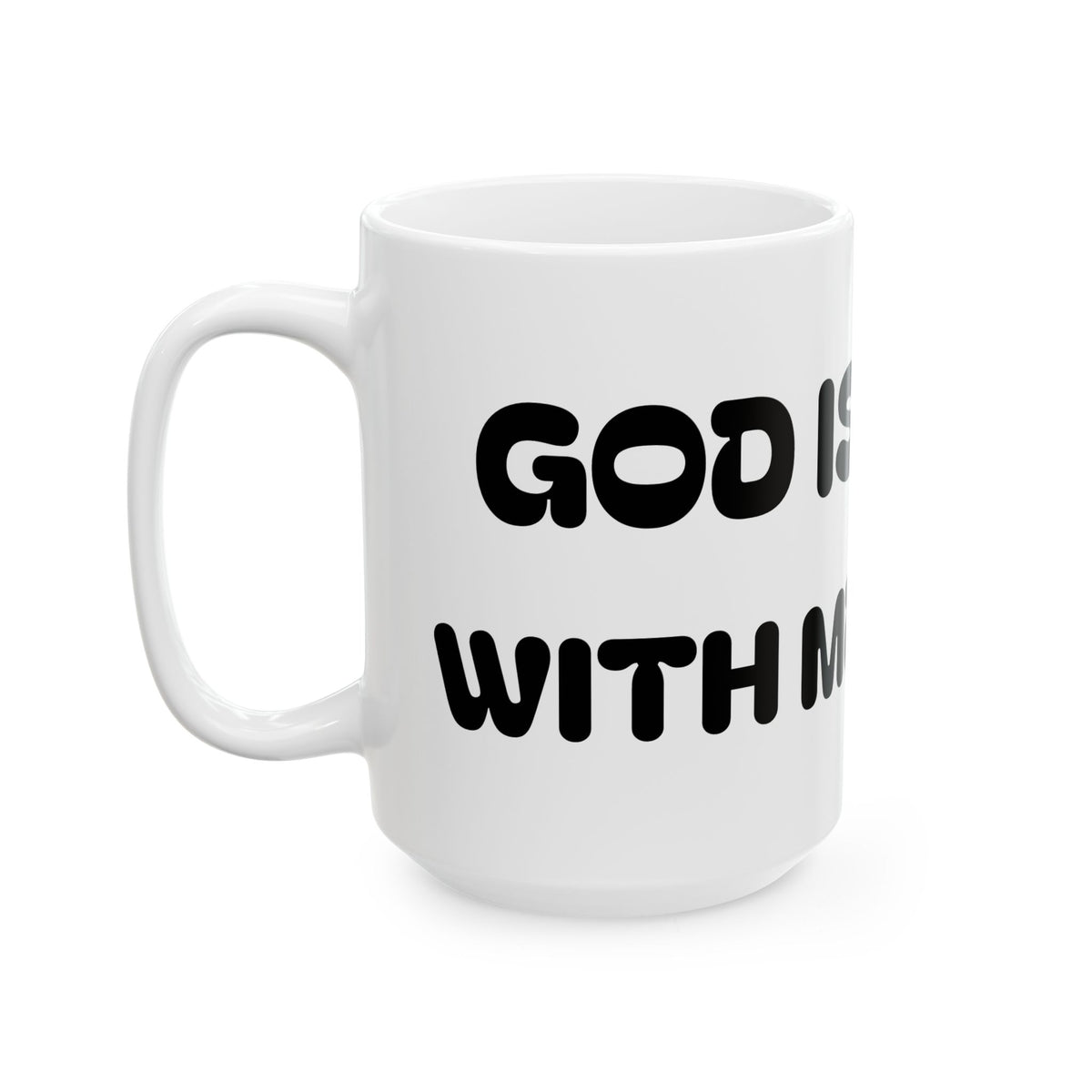 God Is With Me — Ceramic Mug — Cute Minimalist Cartoon — Coffee Cup