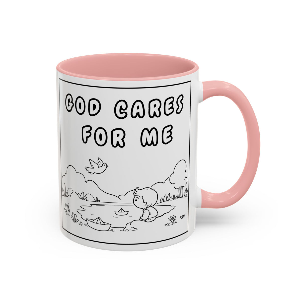God Cares For Me — Accent Coffee Mug — Inspirational Faith Nursery Design (11/15 oz)