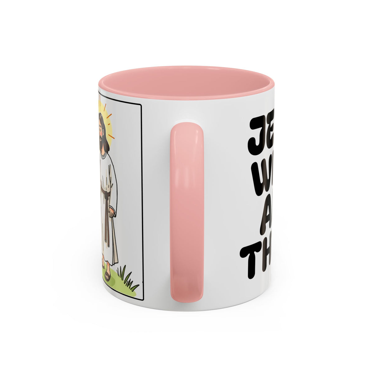 Jesus Is With Me All of the Time II — Accent Coffee Mug — Faith-Based Christian Inspirational Mug (11/15oz)