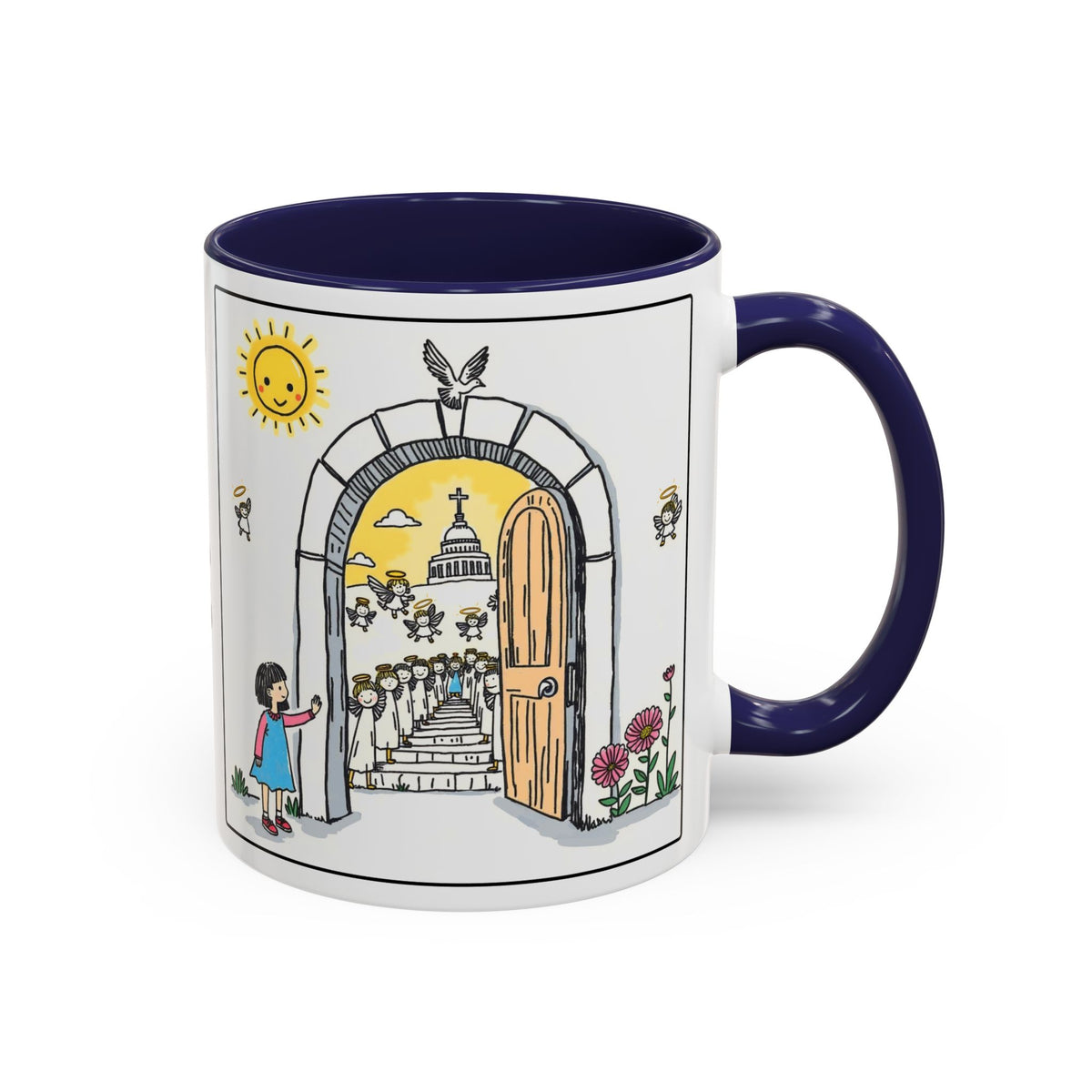 Knock And I WILL OPEN the DOOR — Illustrated Inspirational Accent Mug (11/15oz)