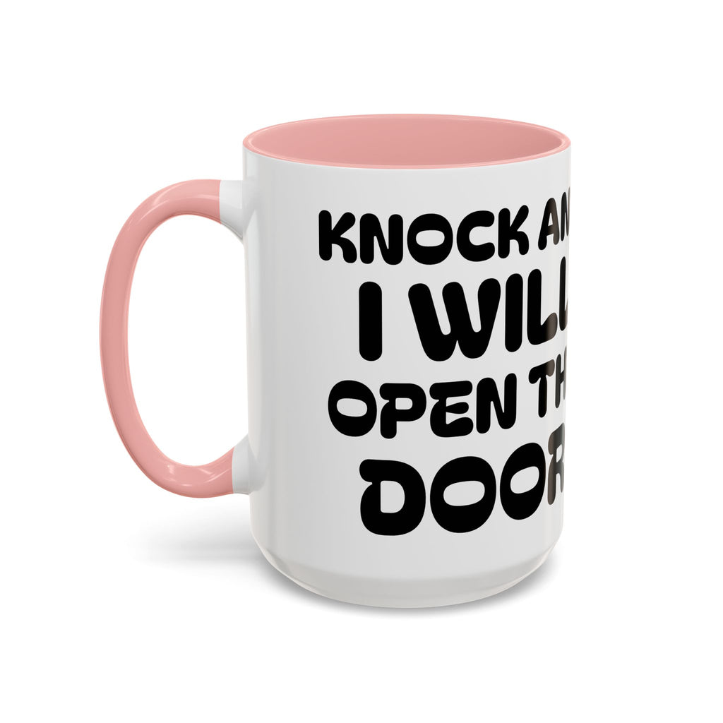 Knock And I WILL OPEN the DOOR — Illustrated Inspirational Accent Mug (11/15oz)
