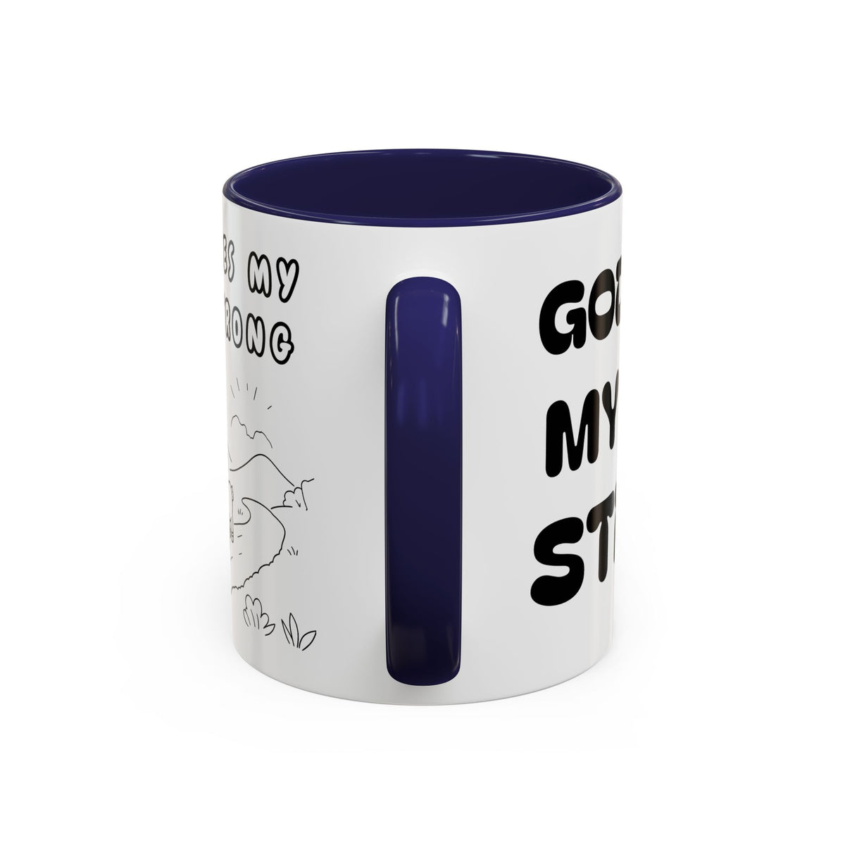 God Makes My Heart Strong  — Accent Coffee Mug — Inspirational Faith Christian Mug (11/15oz)