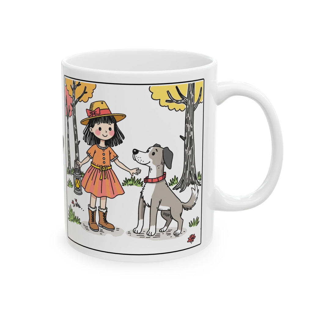 God Is My Only Light Ceramic Mug — Autumn Girl Illustration Coffee Cup (11oz/15oz)