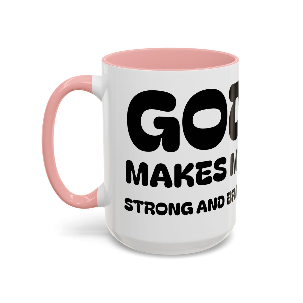 God Makes Me Strong And Brave II — Kids Superhero Coffee Mug —  Accent Mug (11/15oz)