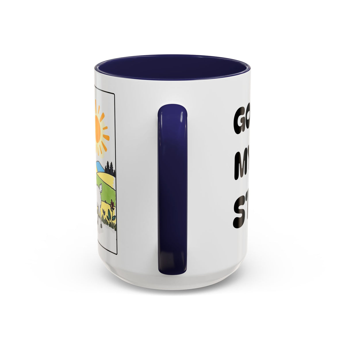 God Makes My Heart Strong II — Accent Coffee Mug with Cute Girl & Lamb Illustration (11/15 oz)